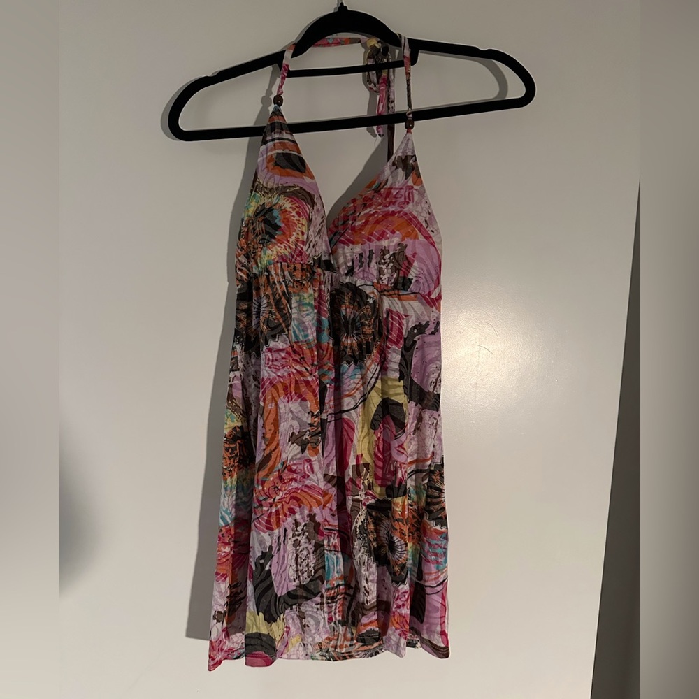 Pattern Halter Top With Built in Bra
